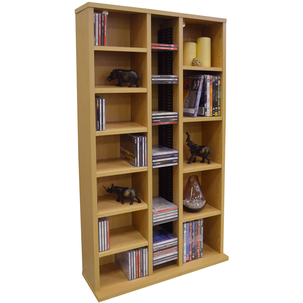Watsons St Laurence Beech 12 Shelf CD and DVD Media Storage Unit Image 2