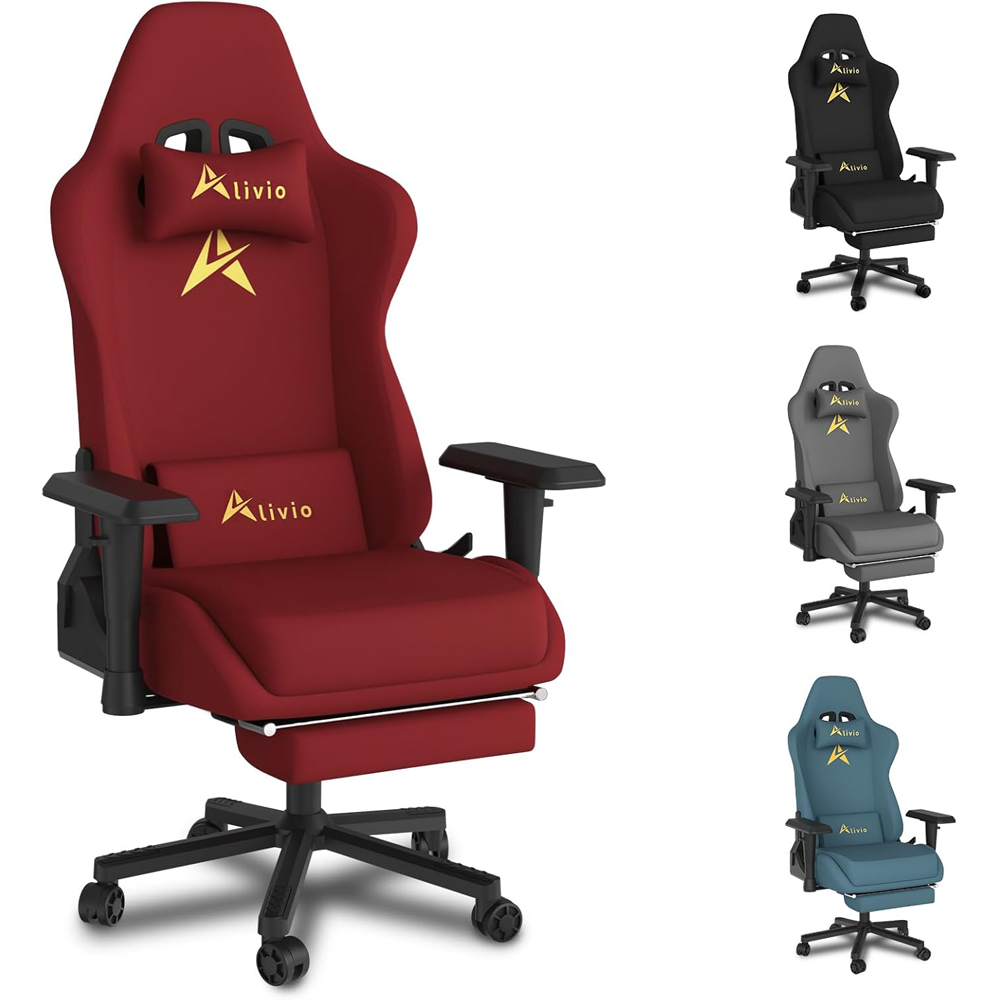Alivio Red Velvet Reclining Gaming Chair with Lumbar and Headrest Support Image 2