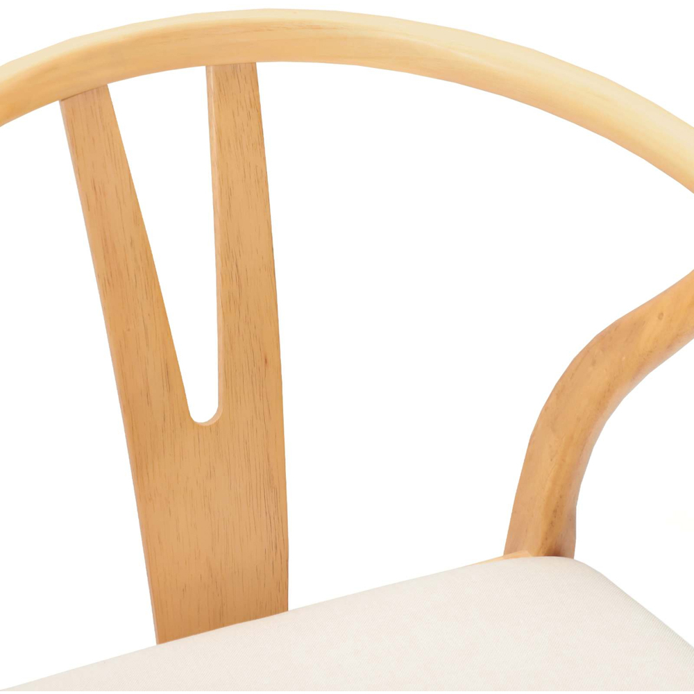 vidaXL Set of 2 Natural Rubberwood Curved Vintage Dining Chairs Image 7