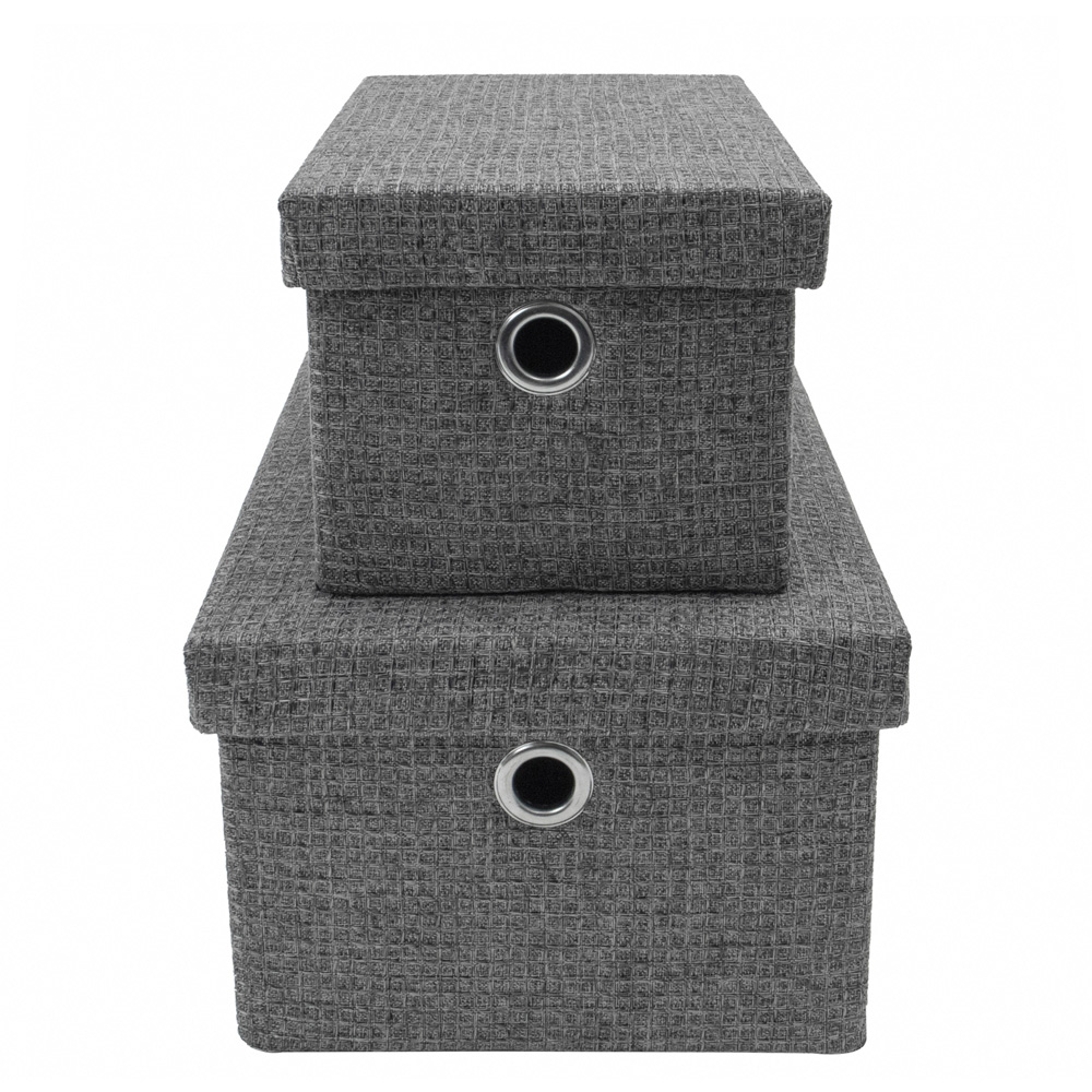 JVL Chroma Grey Rectangular Storage Basket with Lid 2 Pack Image 6