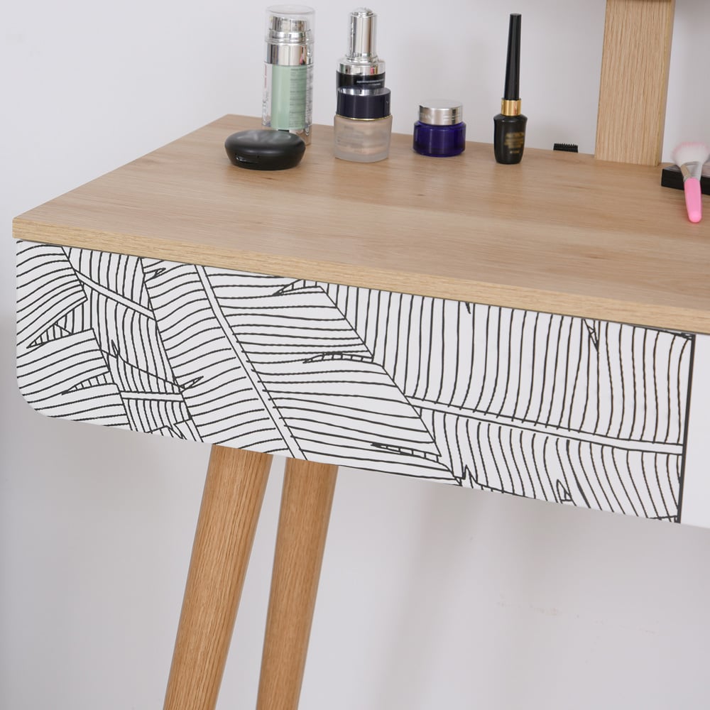 Portland Single Drawer Wooden Oak Dressing Table with Mirror Image 3