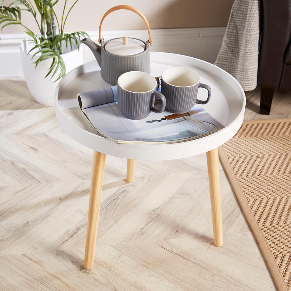Home Source Marlow White Accent Side Table Image 5