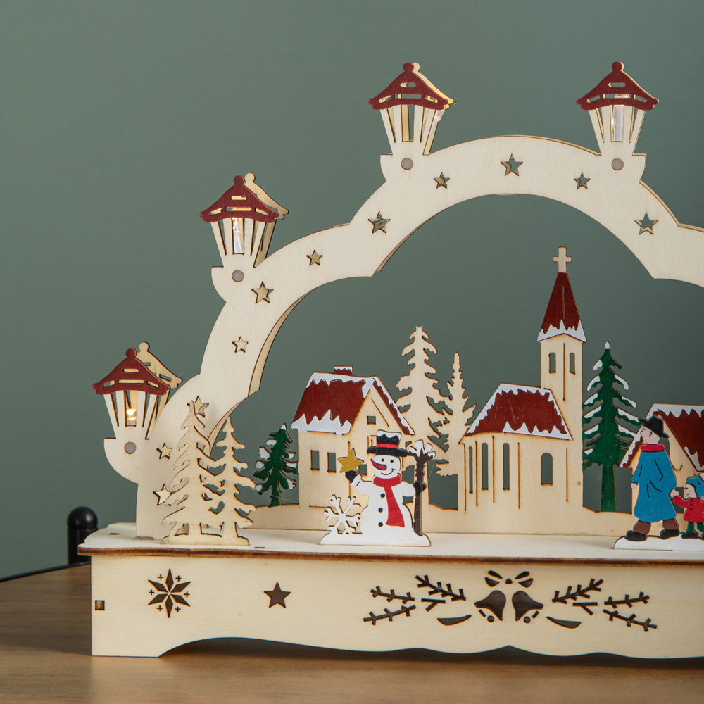 Samuel Alexander 8 Warm White LED Wooden Festive Village Christmas Decoration 28cm Image 4