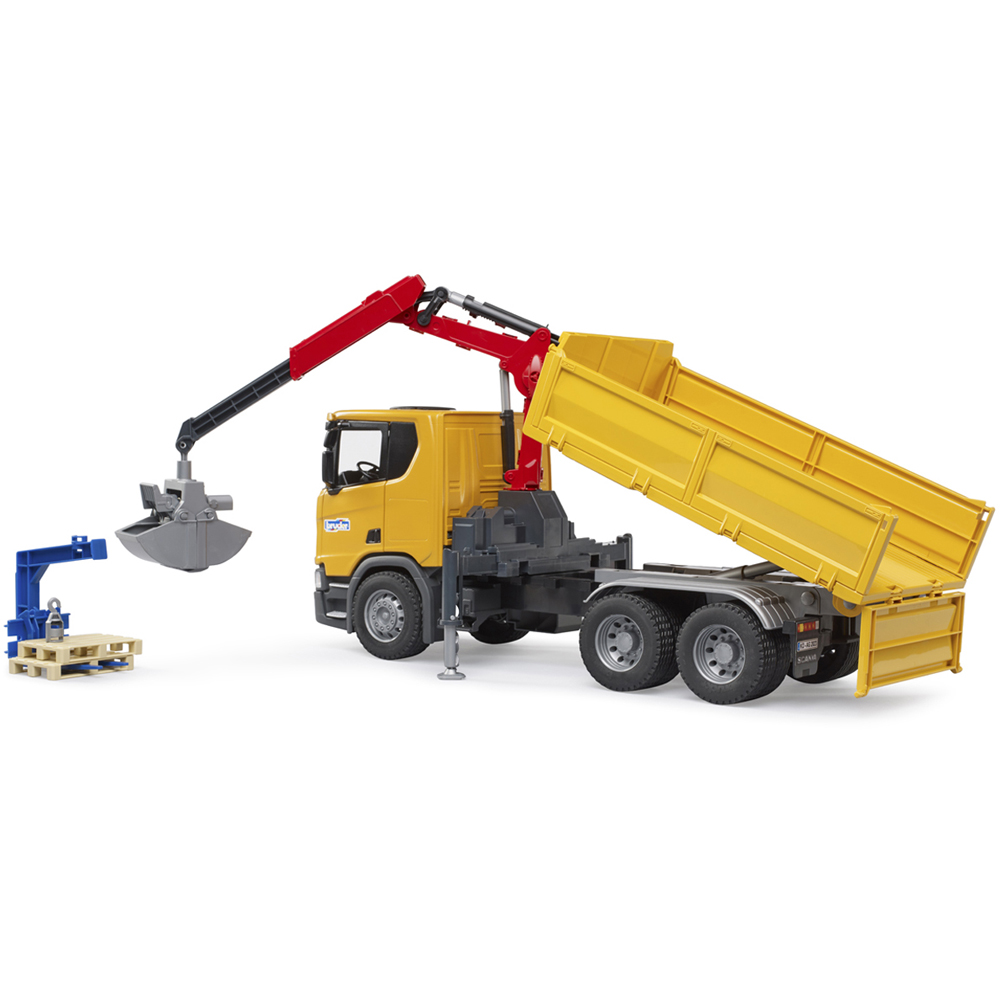 Bruder Kids Scania Super 560R Construction Truck with Crane and 2 Pallet Playset Model Image 6
