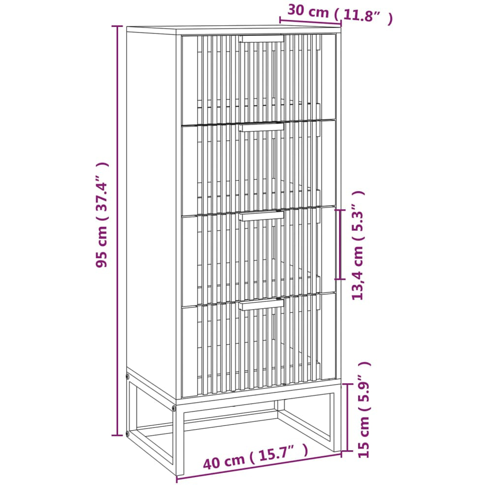 vidaXL 4 Drawer Black Highboard Image 6