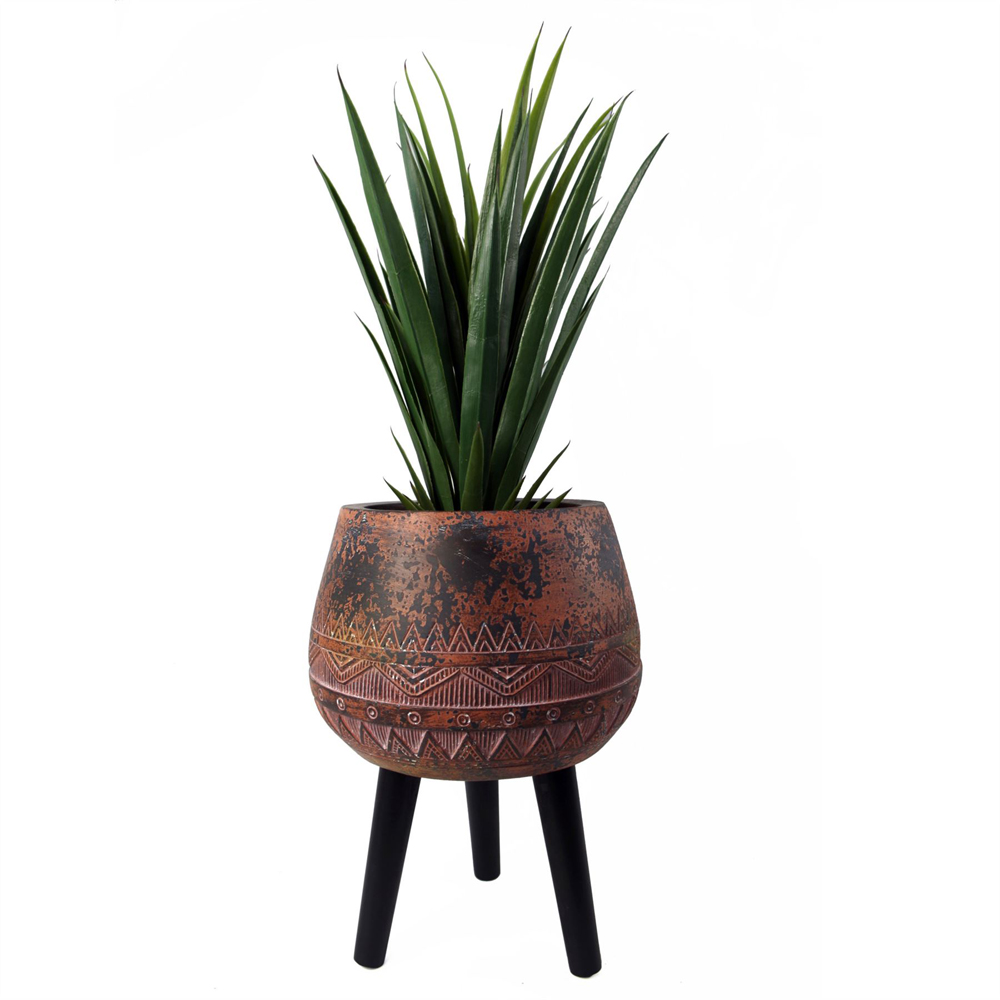 Leaf Zaturn Brown and Black Fibreglass Composite Indoor Planter with Legs 44 x 30cm Image 2
