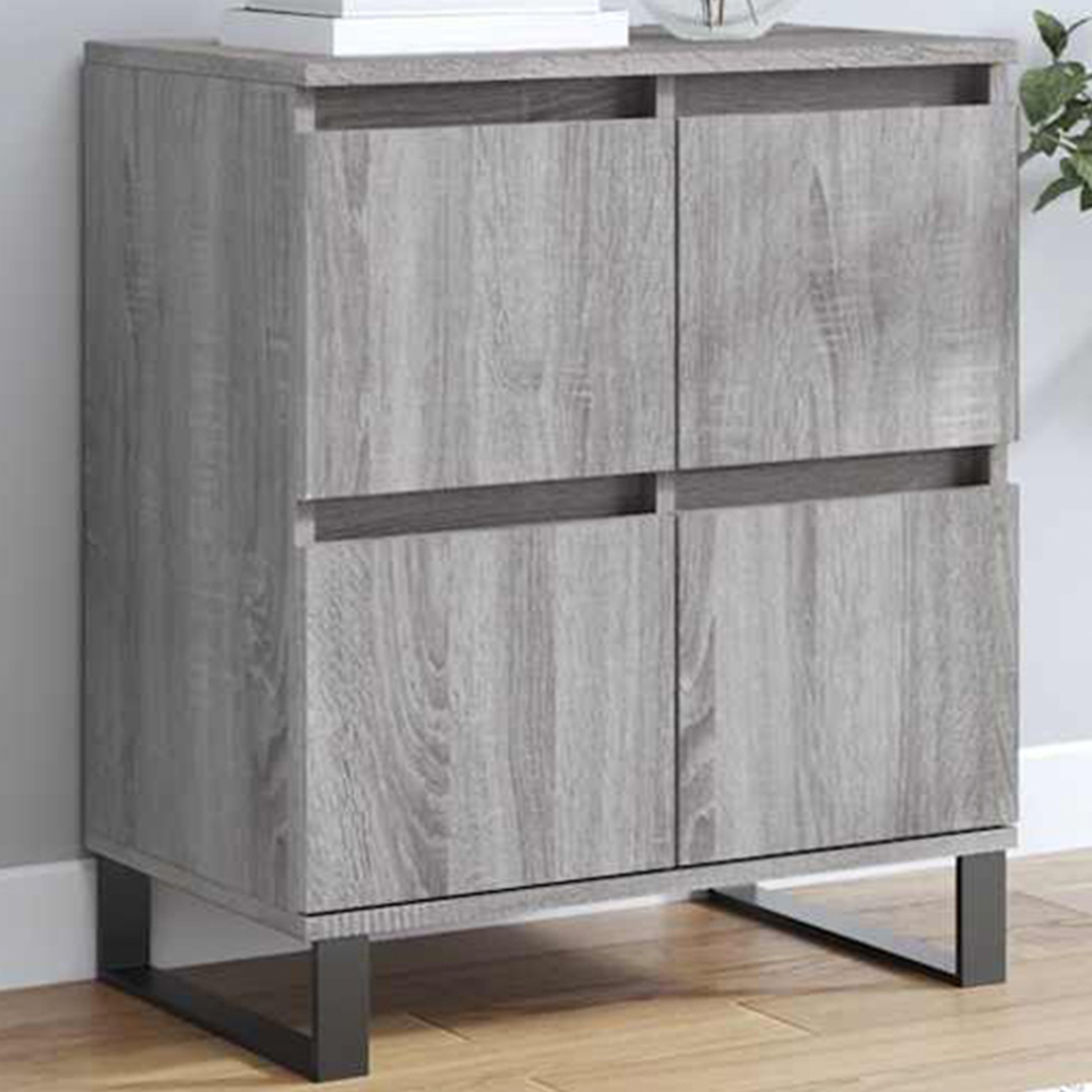 vidaXL 4 Door Grey Sonoma Wooden Sideboard Image 1