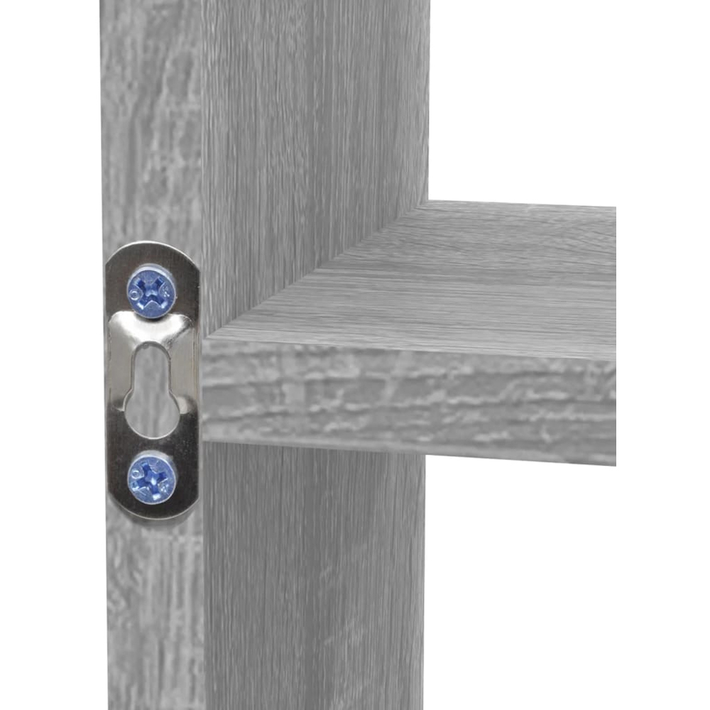 vidaXL 8 Shelf Grey Floating Wall Shelf Image 5
