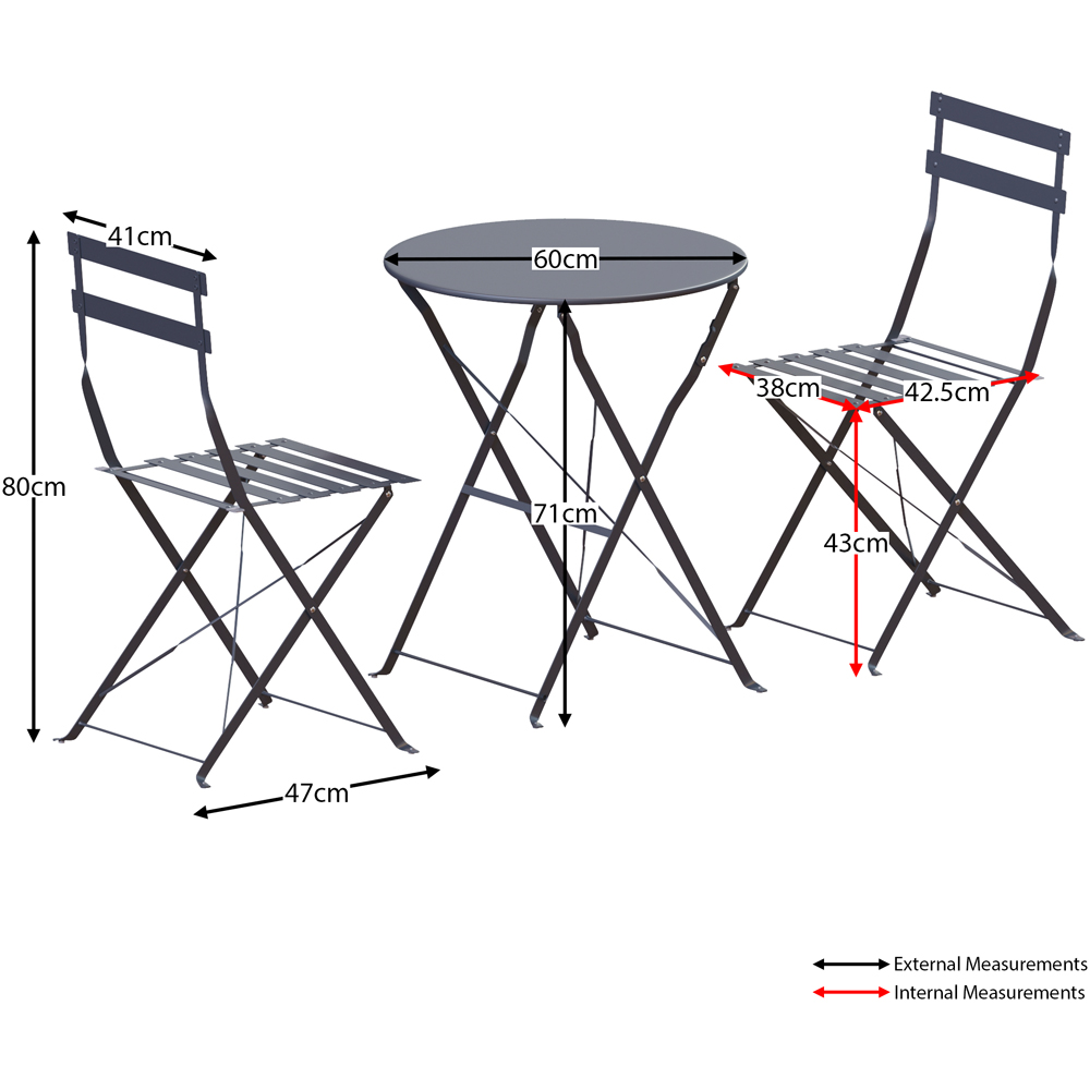 GARDEN VIDA Porto Metal 2 Seater Bistro Set Dark Grey Image 7