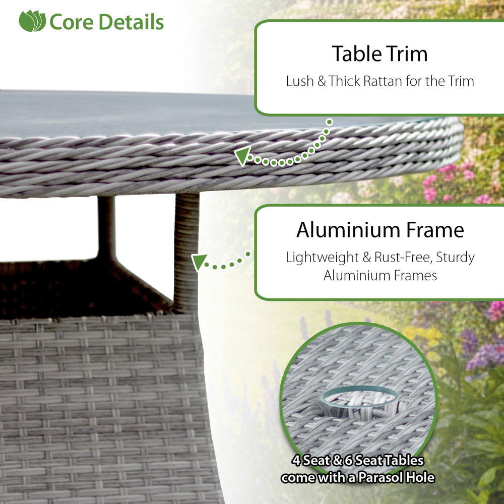 Oseasons Hampton 4 Seater Rattan Dining Set with Cushions Dove Grey and Dark Grey Image 7