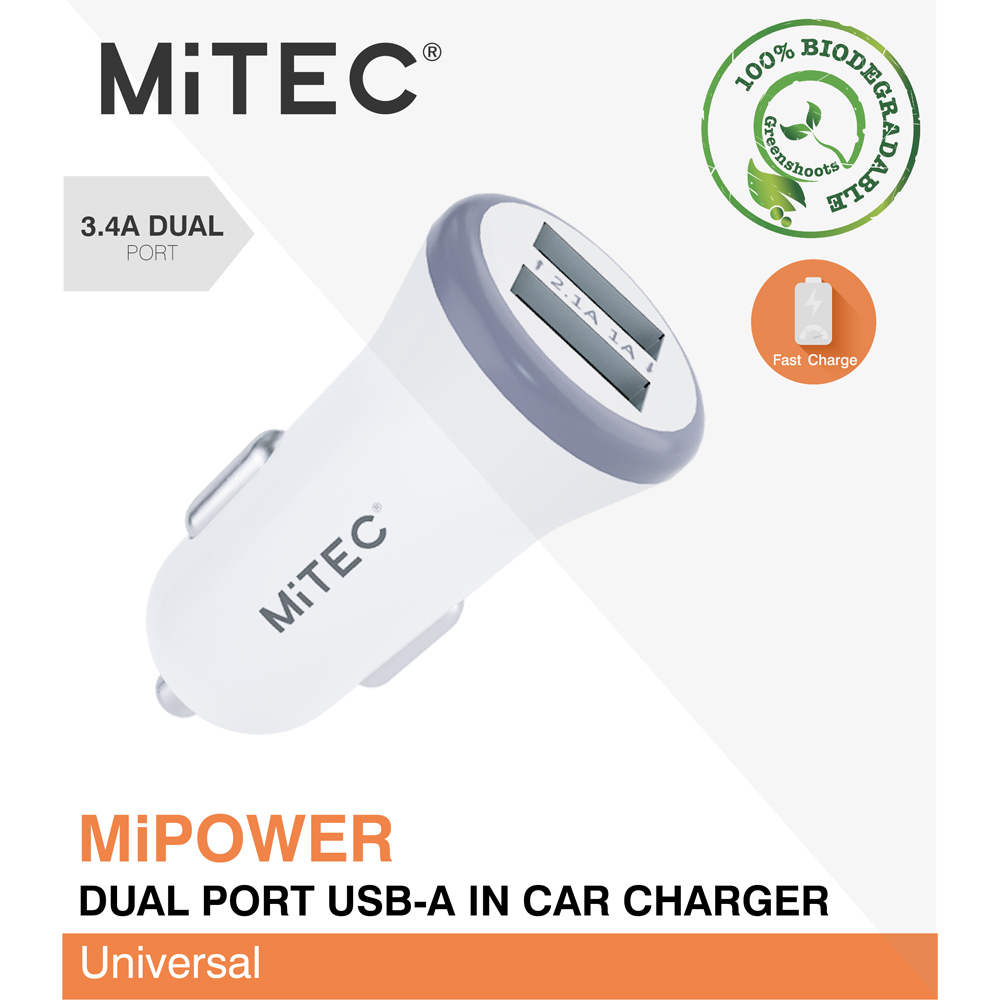 MiTEC MiPOWER Dual Port USB-A In-Car Charger Image 2