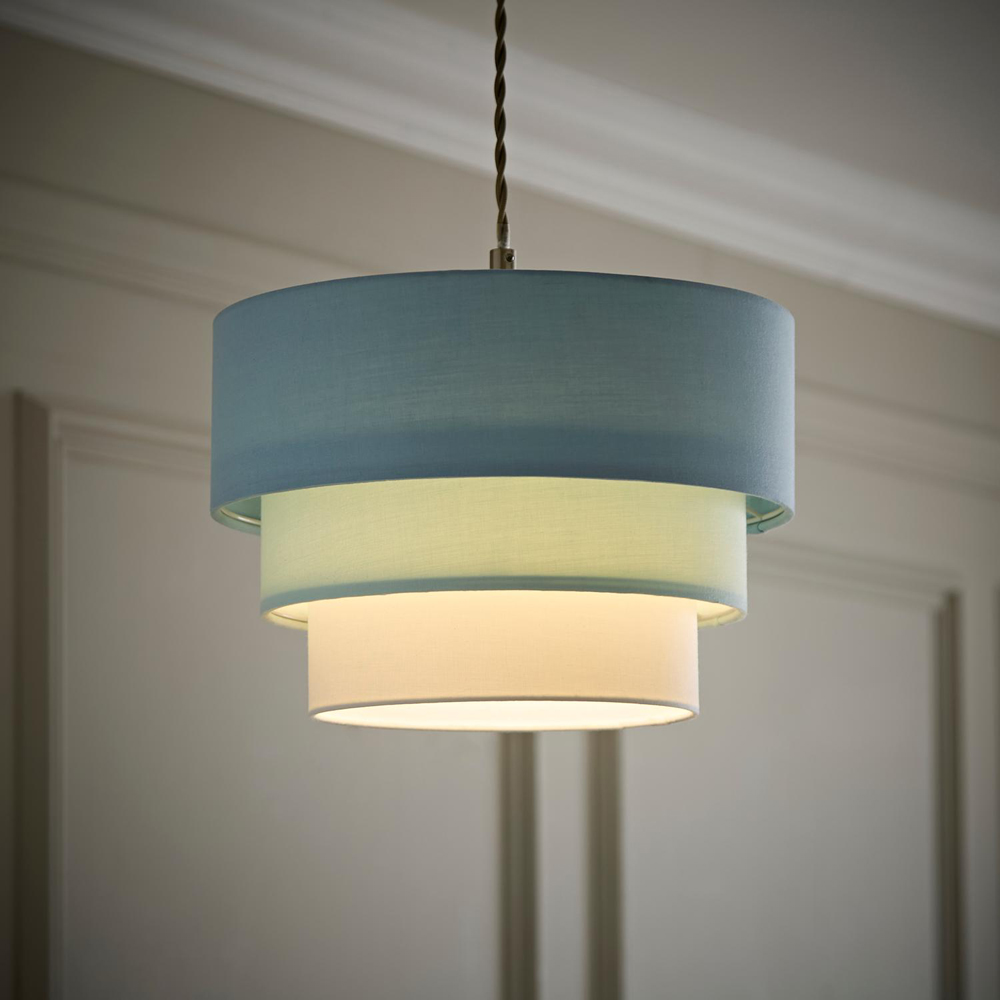 ValueLights Aztec 3 Tier Duck Egg Blue Fabric Easy Fit Ceiling Pendant Lamp Shade 30cm Image 6