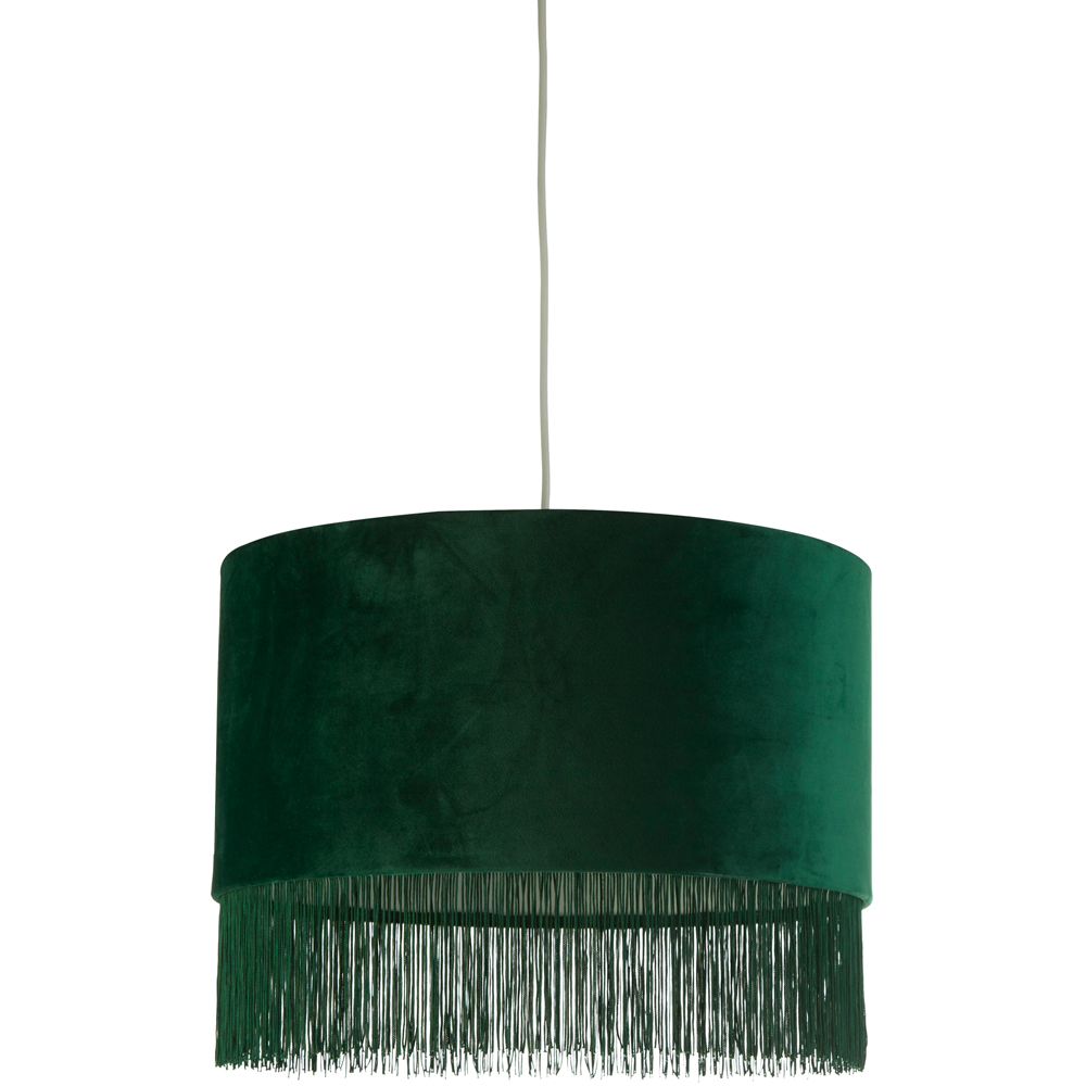 Lighting Collection Green Velvet Fringe LED Shade Image 1