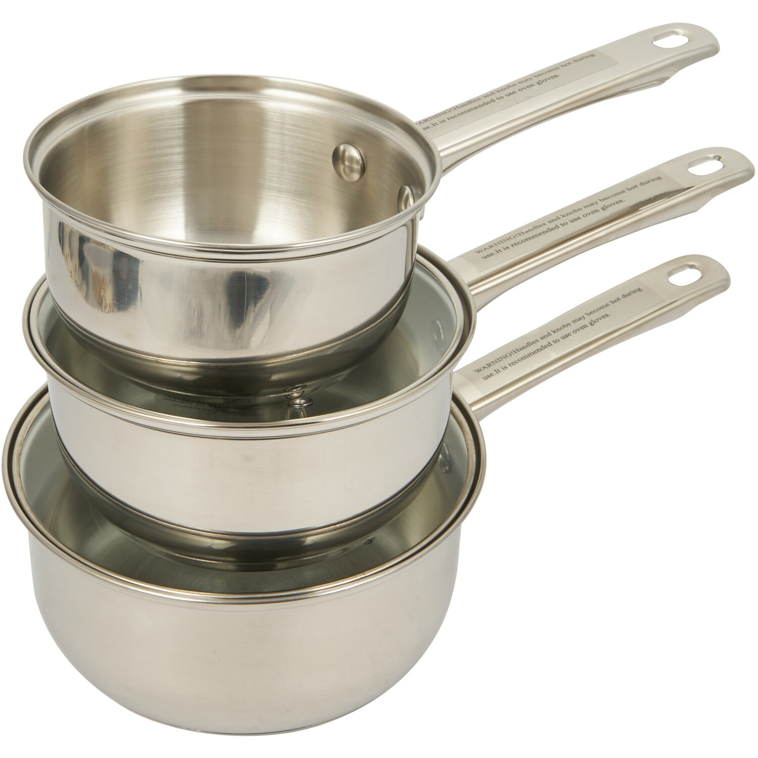 My Kitchen 3 Piece Stainless Steel Cookware Set - Chrome Image 1