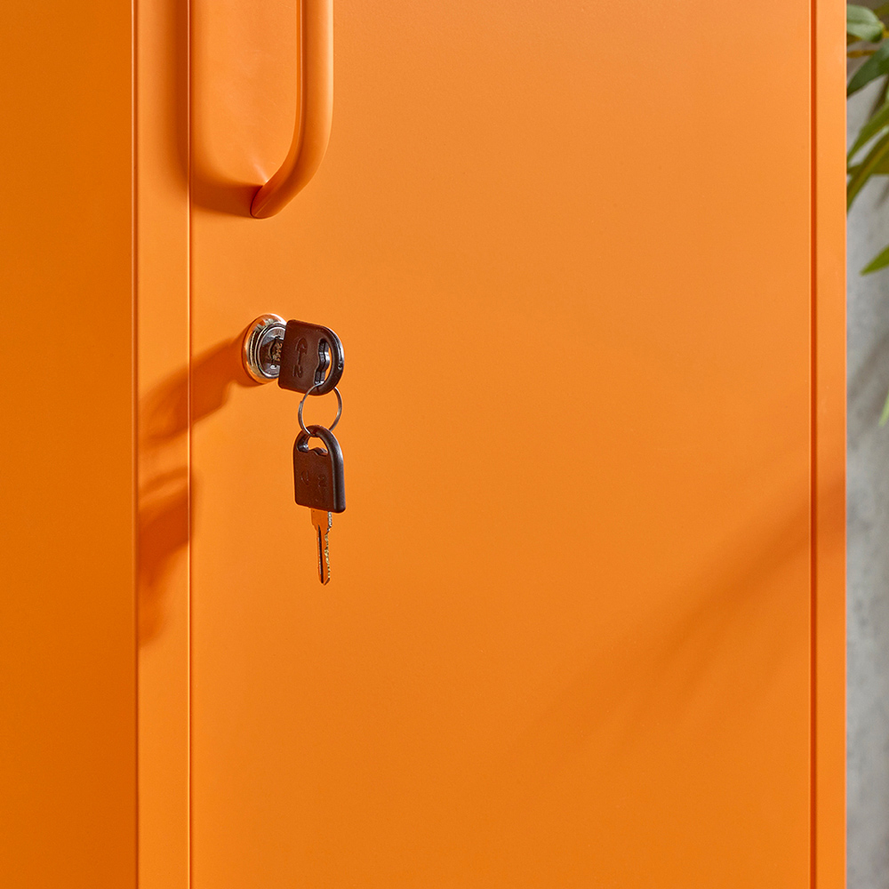MMT Furniture Designs Single Door Orange Metal Tall Locker Cabinet Image 4