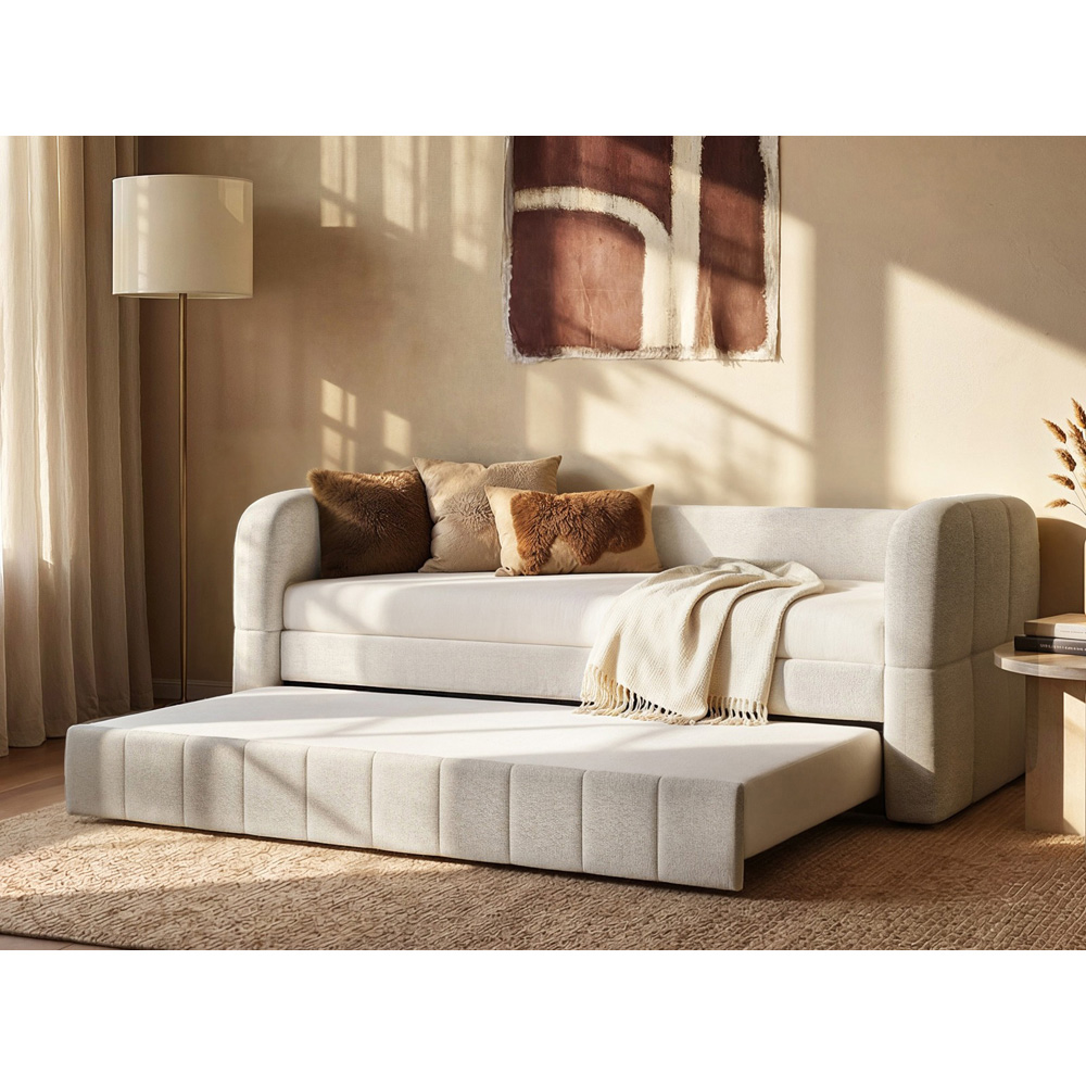 Flair Livia Cream Chenille Day Bed with Trundle Image 4