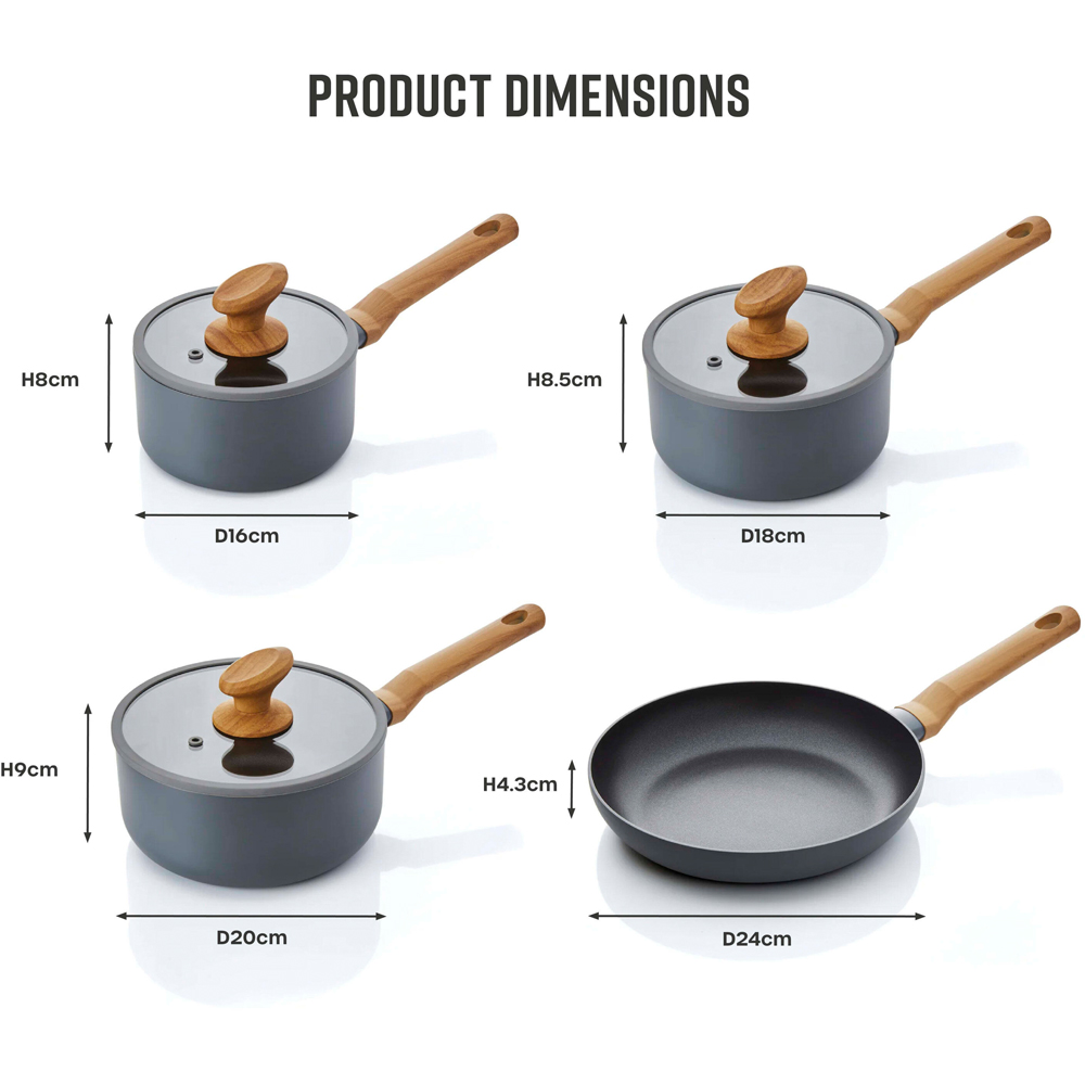 Swan 4 Piece Nordic Grey Pan Set Image 9
