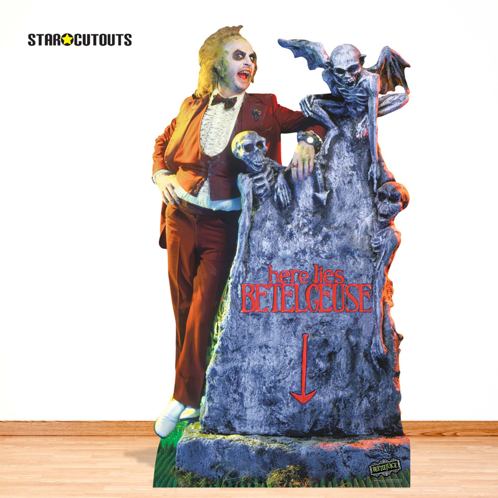 Star Cutouts Beetlejuice Michael Keaton with Tombstone Cutout 6ft Image 2
