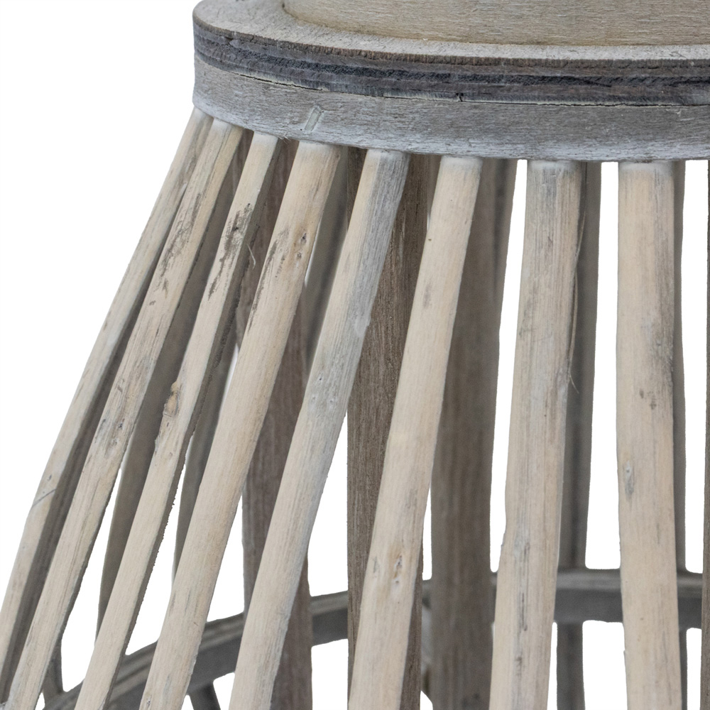 JVL Luna Grey Wash Natural Willow Wood Bulb Shaped Lantern with Wooden Handle 2 Pack Image 6