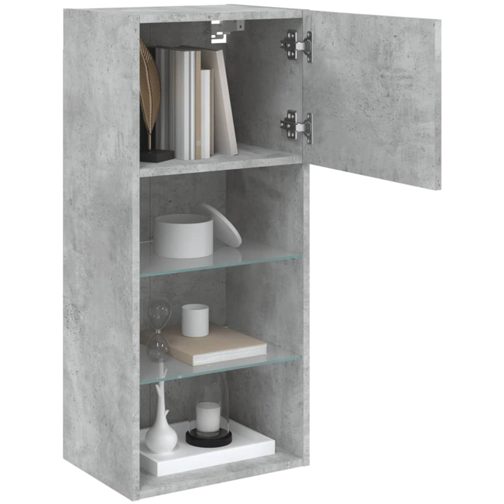 vidaXL Single Door 3 Shelf Concrete Grey Wall Mounted TV Cabinet with RGB LED Lights Image 3