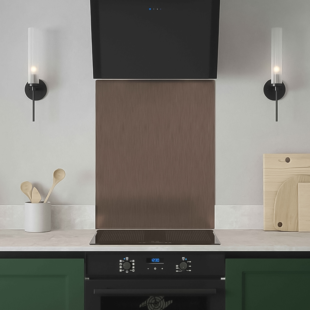 Metallico Brushed Copper Stainless Steel Kitchen Splashback 60 x 75 cm Image 1