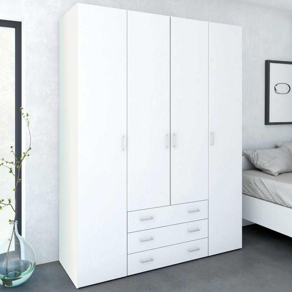 Florence Space 4 Door 3 Drawer White Wardrobe Image 1