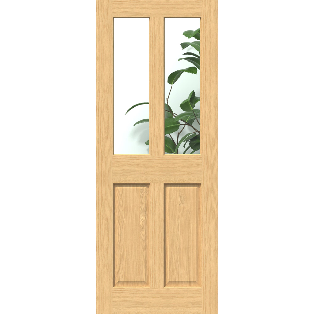 Green & Taylor Traditional Oak 2 Lite Clear Glazed Prefinished Internal Door 1981 x 686mm Image
