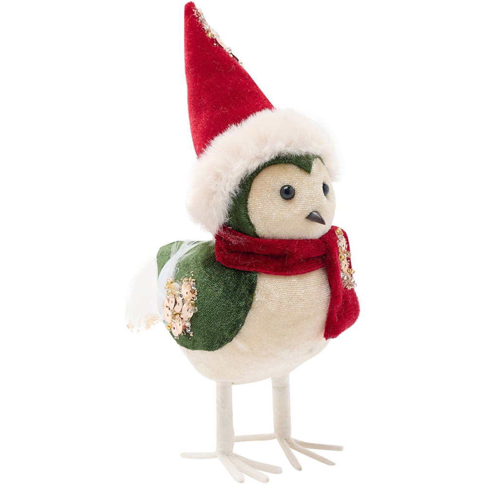 The Christmas Gift Co Red Velvet Bird Figurine Decoration Image 4