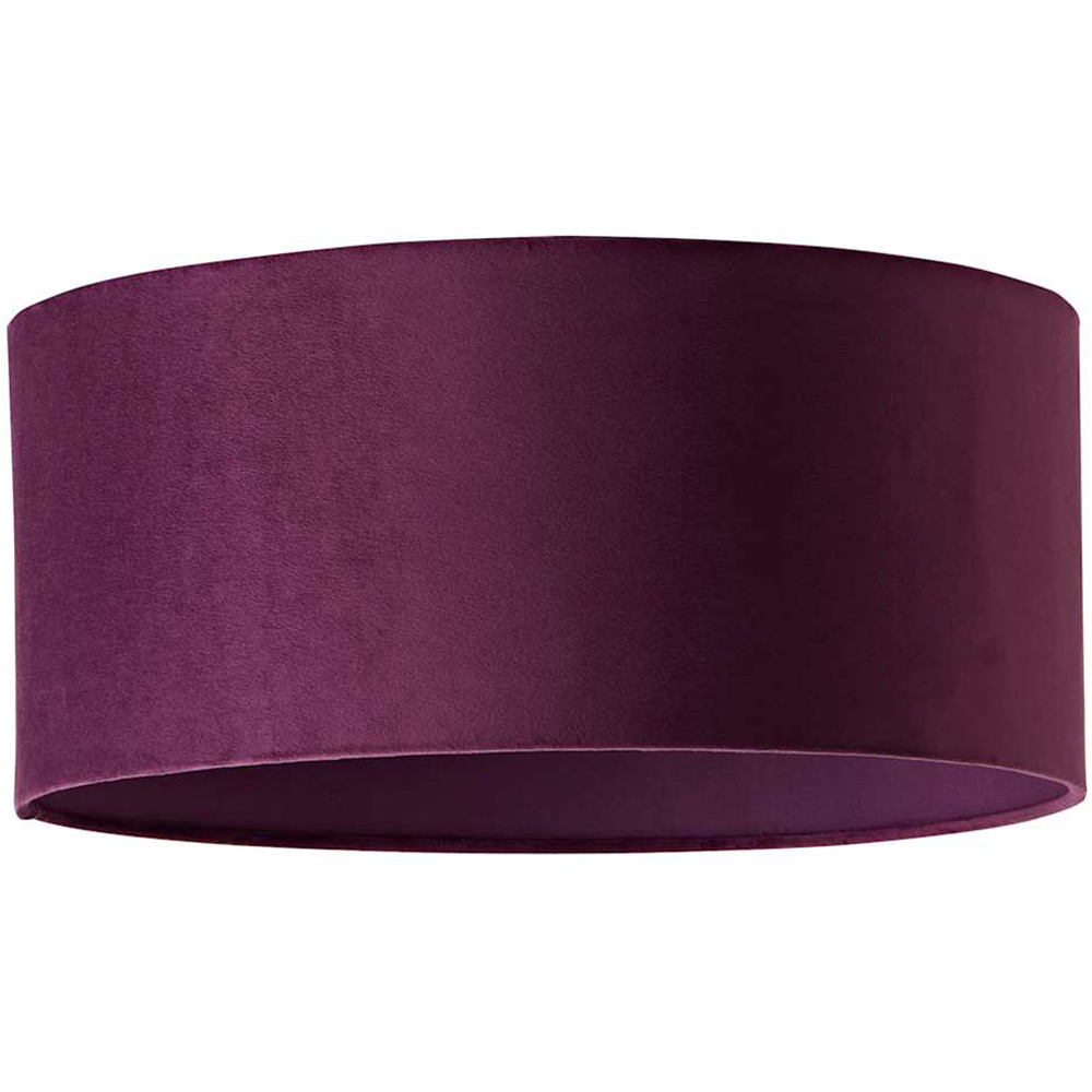 ValueLights Ashley Plum Velvet Squat Drum Easy Fit Lamp Shade 45cm Image 1