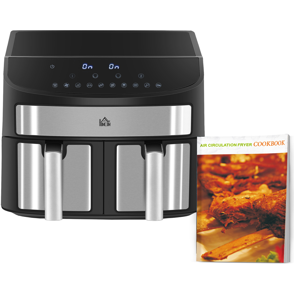 HOMCOM 800-174V70BK Black 8L Oil Free Dual Air Fryer 2400W Image 3