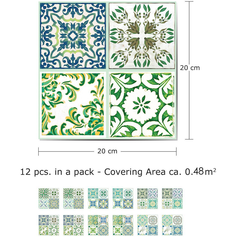 Walplus Turkish Green Mosaic Self Adhesive Tile Sticker 12 Pack Image 6