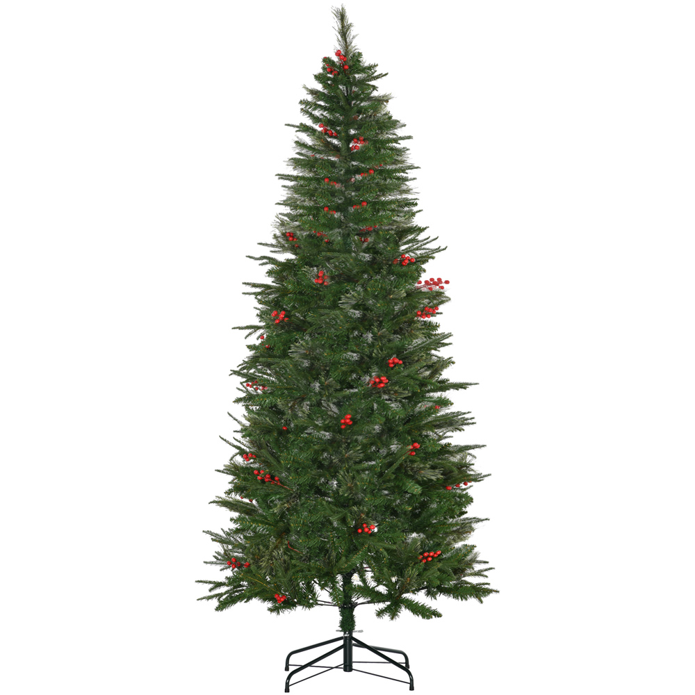 Everglow Green Pencil Artificial Christmas Tree with Metal Base 7ft Image 1