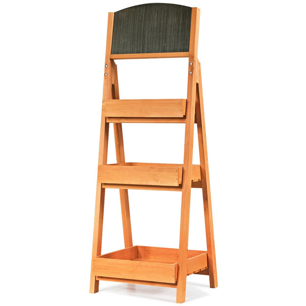 Costway 3 Tier Ladder Rack with Blackboard Image 1