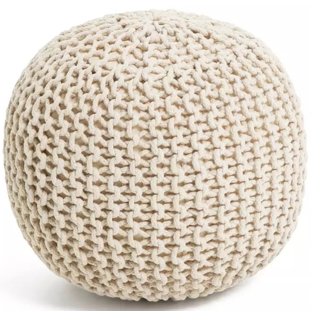 Kaikoo Knitted Cream Knitted Pod Pouffe Image 3