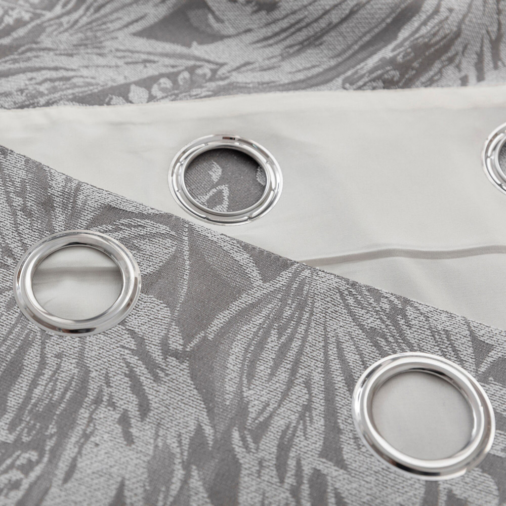 Alan Symonds Silver Chenille Jacquard Lined Ring Top Eyelet Curtains 168 x 229cm Image 2