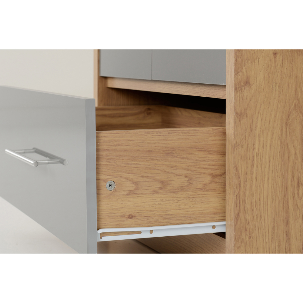 Seconique Seville 2 Door Single Drawer Grey Gloss Light Oak Effect Veneer Wardrobe Image 6