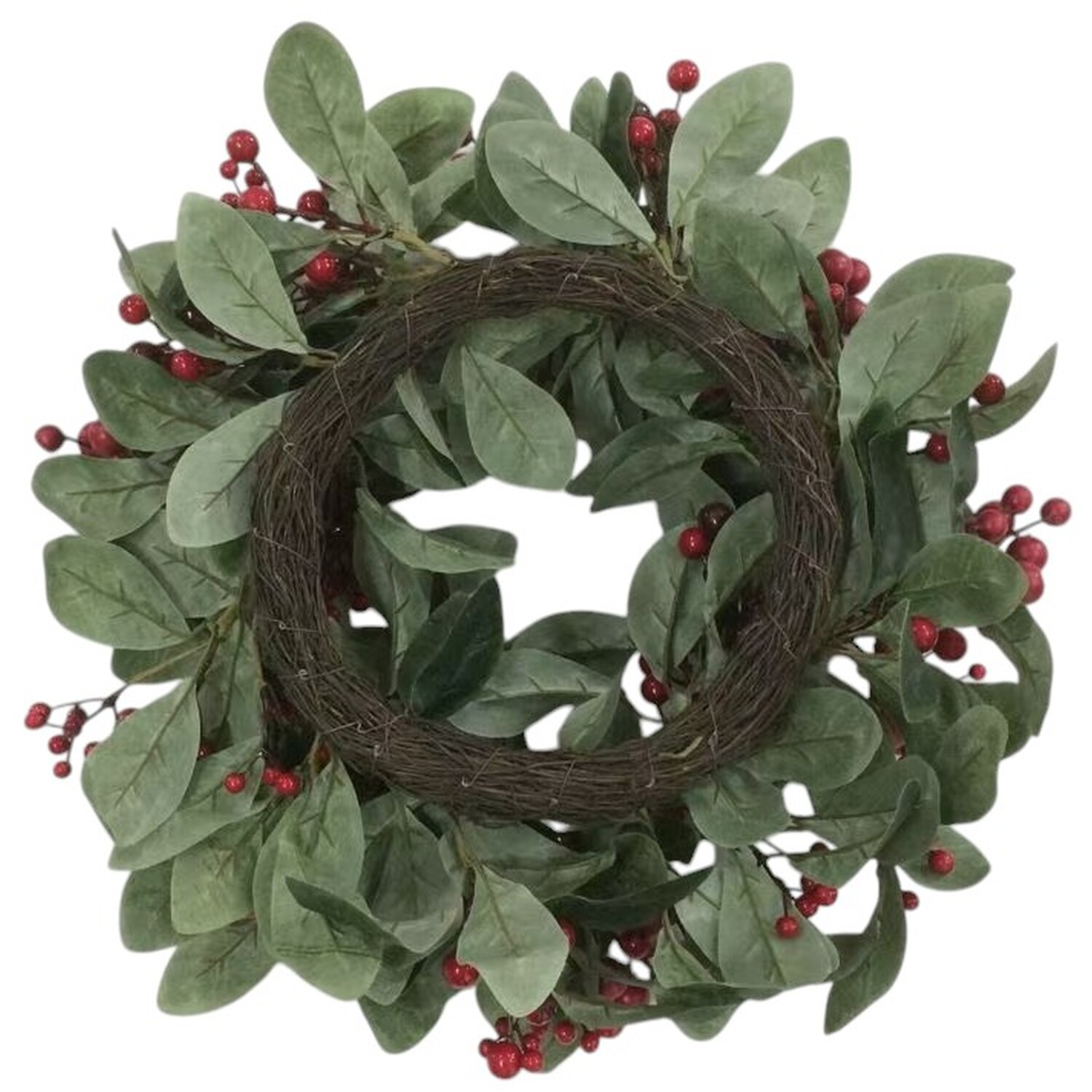 Grand Leaves and Red Berry Cluster Wreath Green Image 4