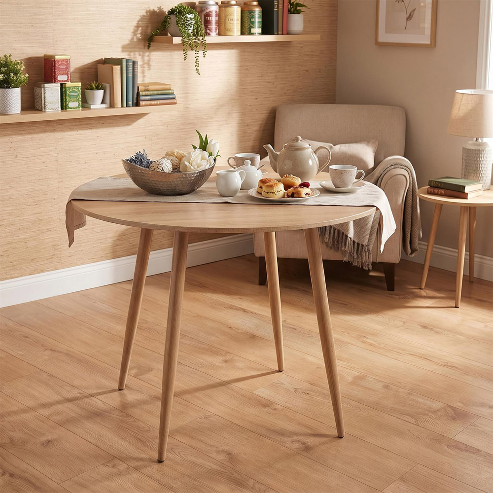 Portland 4 Seater Beige Wood Dining Table Image 3