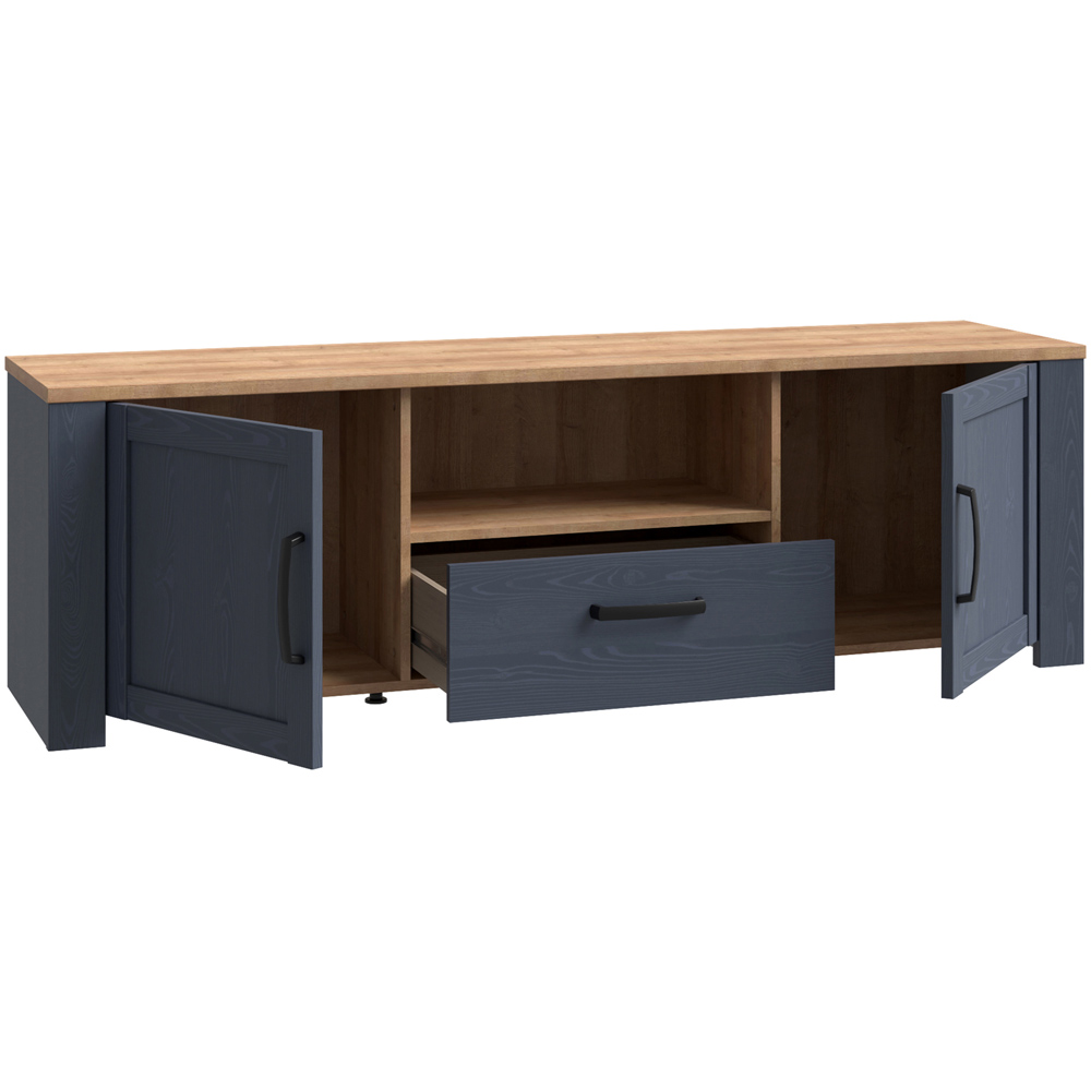 Florence Bohol 2 Door Single Drawer Navy Riviera Oak TV Unit Image 4