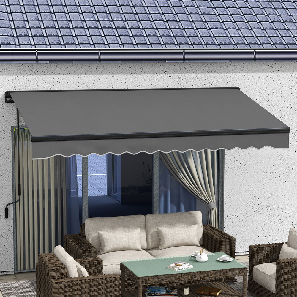 Outsunny Dark Grey Aluminium Frame Electric Retractable Awning 3.5 x 2.5m Image 1