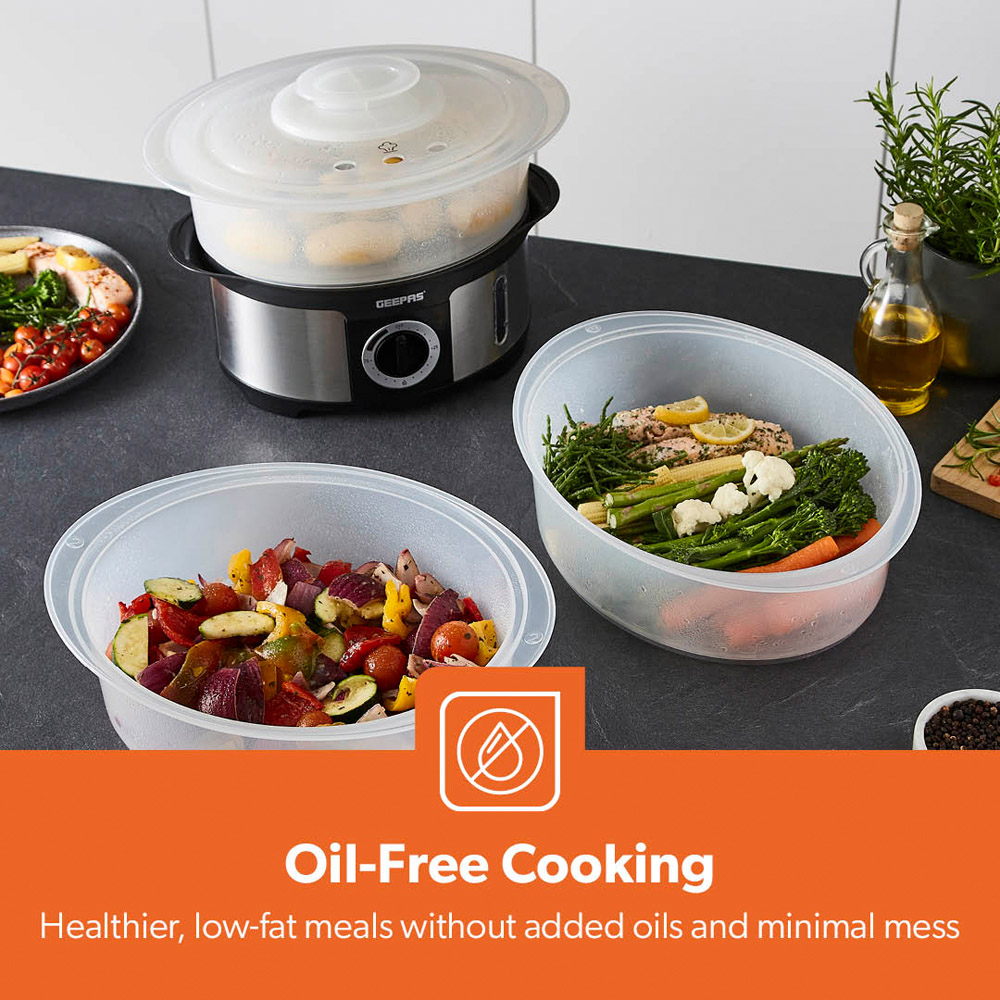 Geepas GFS63025UK Healthy Steam Cooking 3-Tier Food Steamer 12L 1000W Image 5