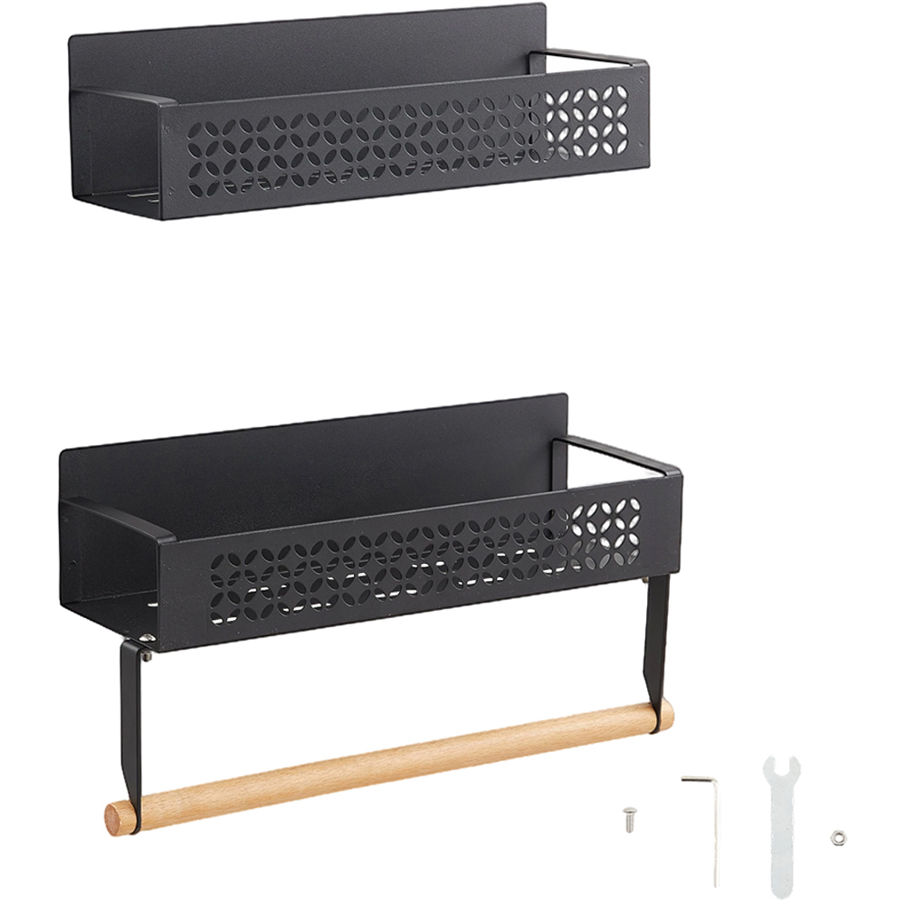 Living and Home Black Magnetic Fridge Side Storage Rack 2 Pack Image 7