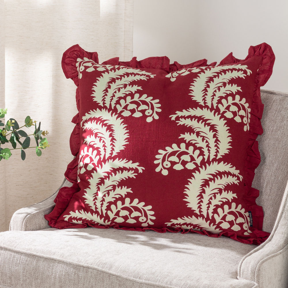 Paoletti Montrose Red Current Floral Cushion Image 2