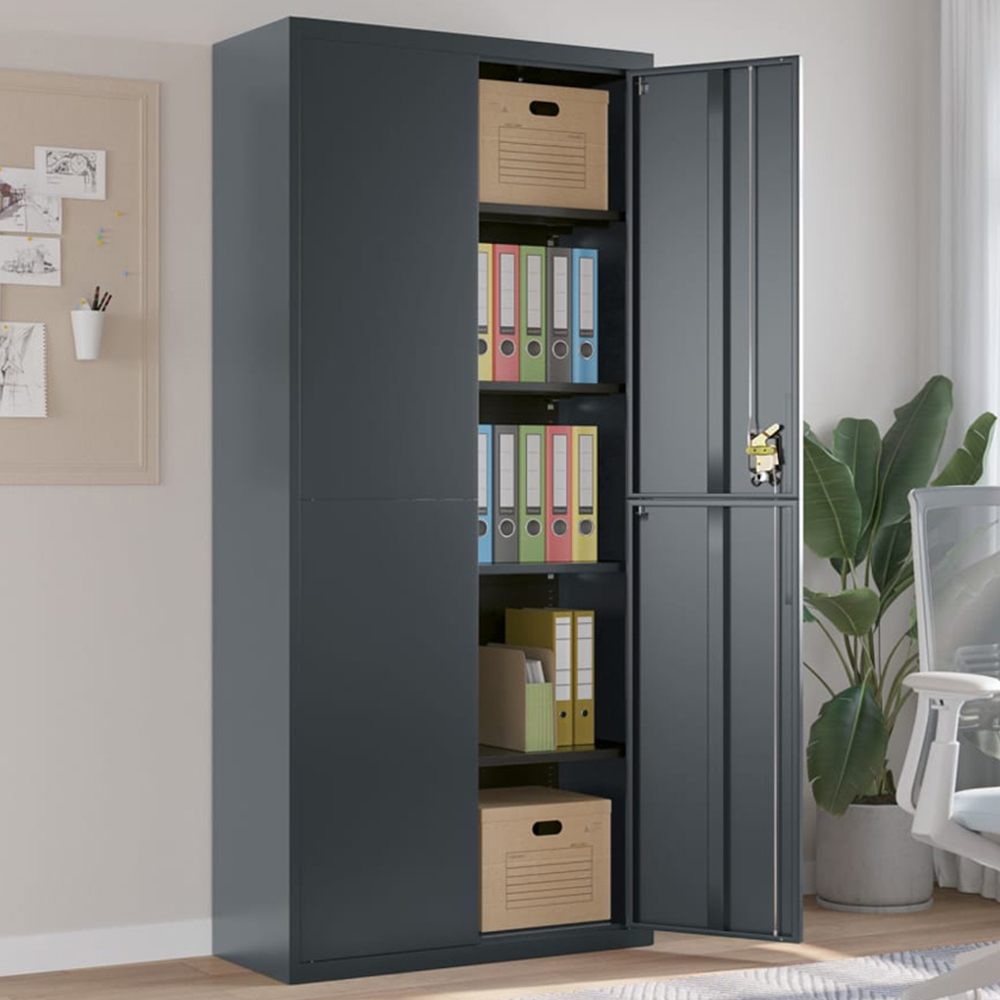 vidaXL 2 Door Anthracite Steel File Cabinet Image 1