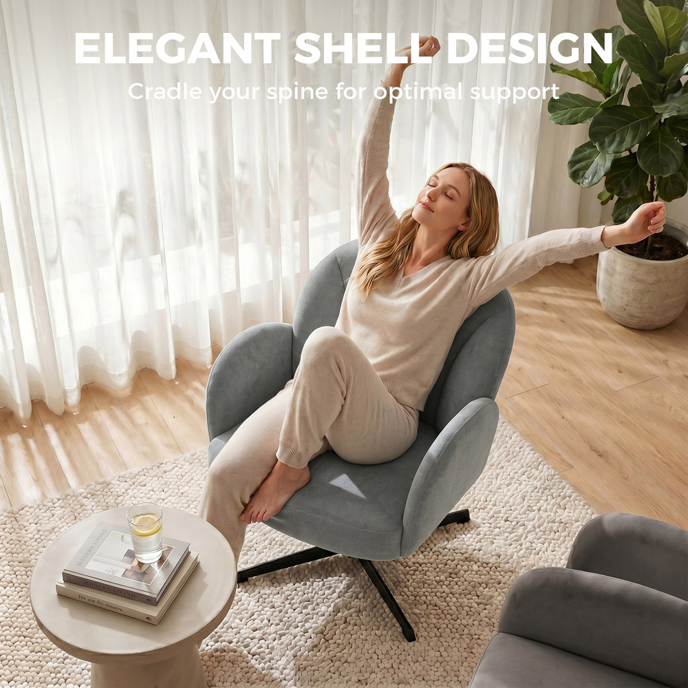 HOMCOM Grey Modern Swivel Accent Chair Image 5