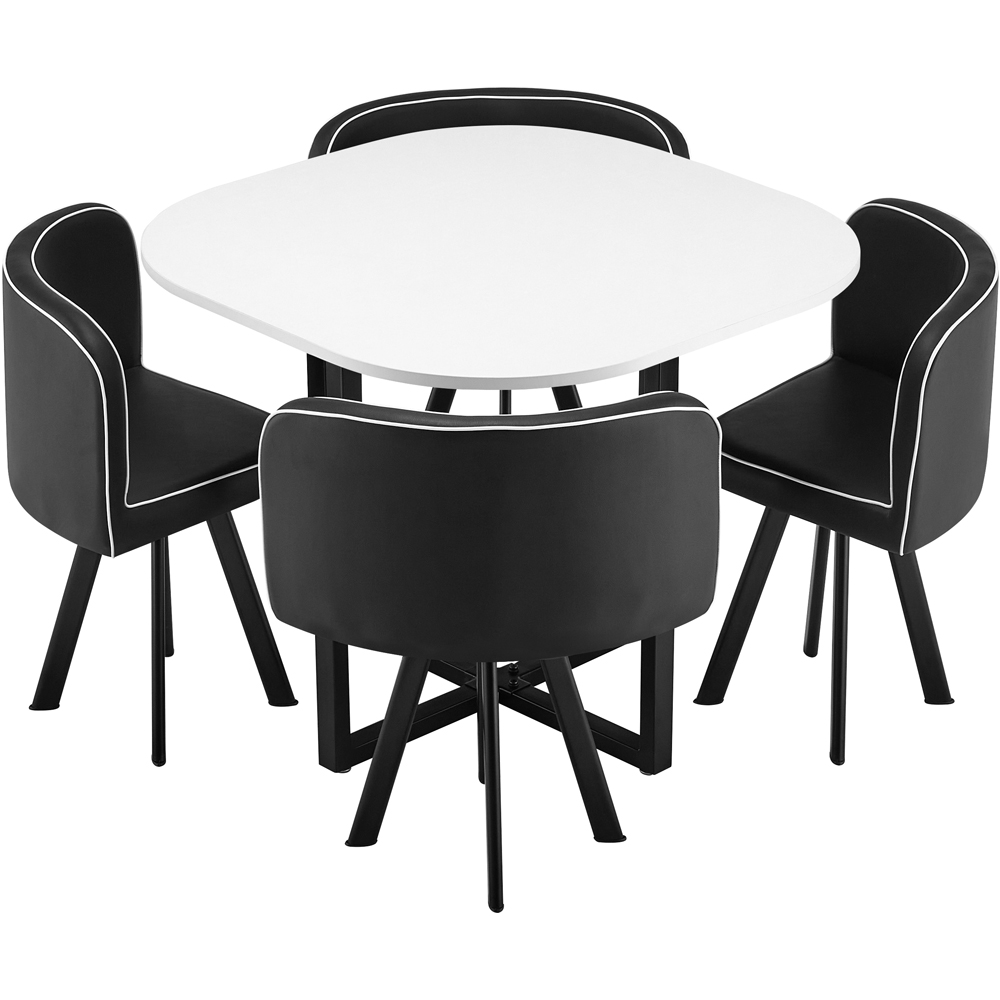Comfy Living Metal 4 Seater Dining Set White and Black Image 2