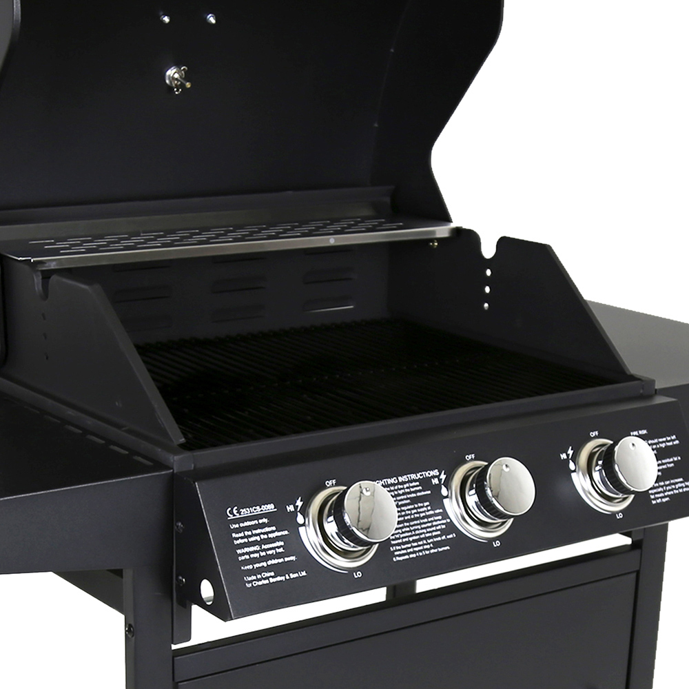 Charles Bentley 3 Burner Gas BBQ Black Image 9