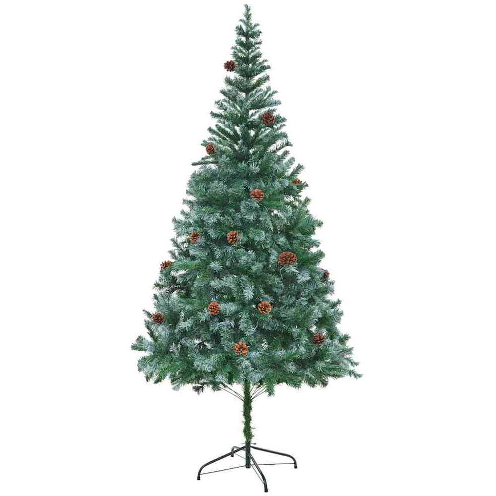 vidaXL Pre-Lit Pink Baubles Green Artificial Christmas Tree 7ft Image 5