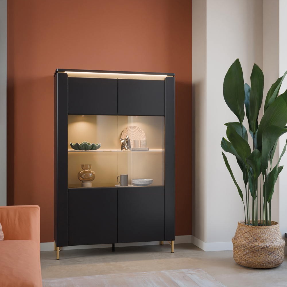 Furniture To Go Genoa Vitrin 2 Door Black Cabinet Image 7