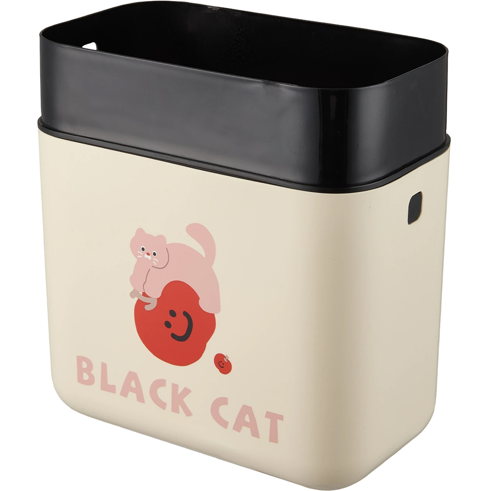 Living and Home Cream Cat Print Hanging Kitchen Bin with Lid 28 x 26 x 15cm Image 3